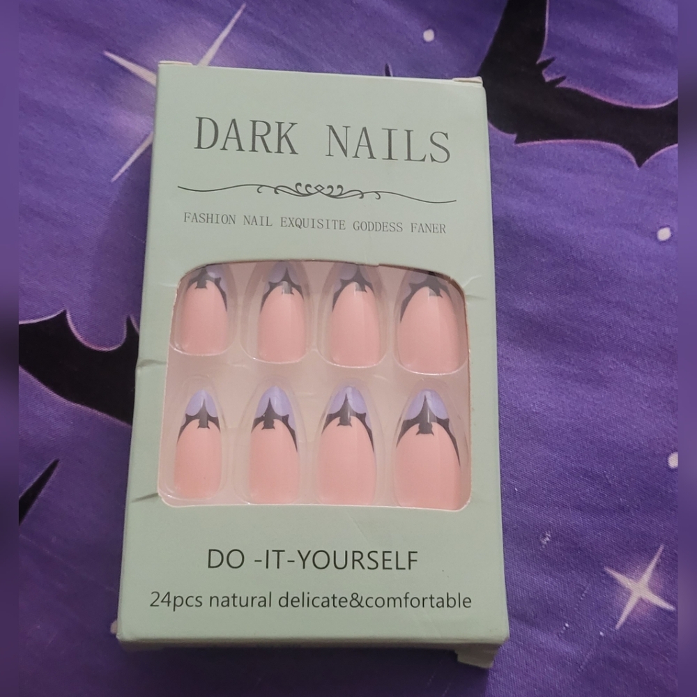 Pink and Black Press-On Nails